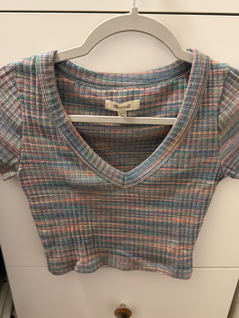 Madewell Ribbed Multi-Color Short Sleeve Crop Top